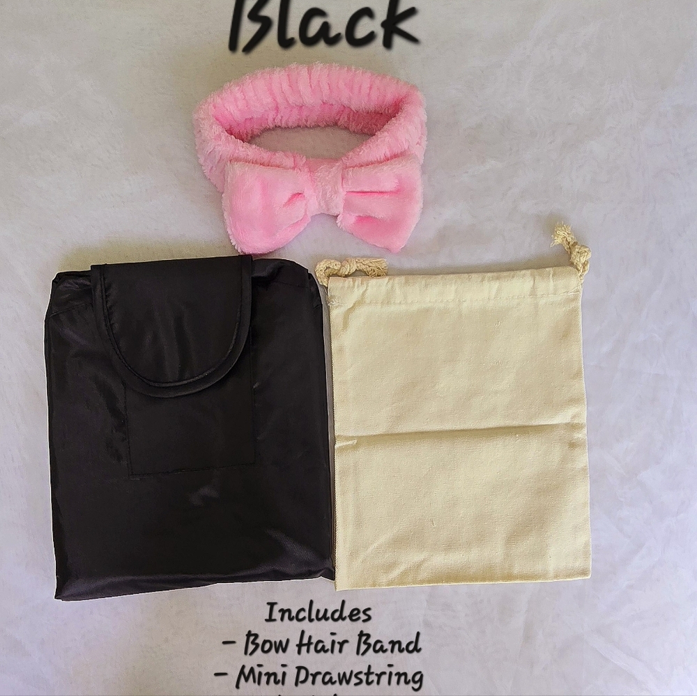 Drawstring Makeup Bag – Travel Cosmetic Organizer - Includes Spa Headband - Picture 6 of 6